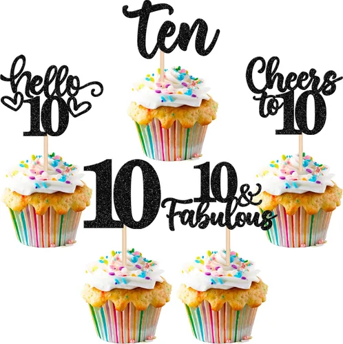 Vista 73 de 30 piezas de adornos para cupcakes de 12 cumpleaños feliz, brillantes doce, hola 12, felicitaciones a 12 años, adornos para cupcakes, 12