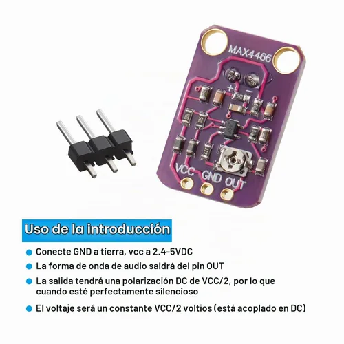 Vista 4 de Weewooday Max4466 Electret - Módulo amplificador de micrófono con ganancia