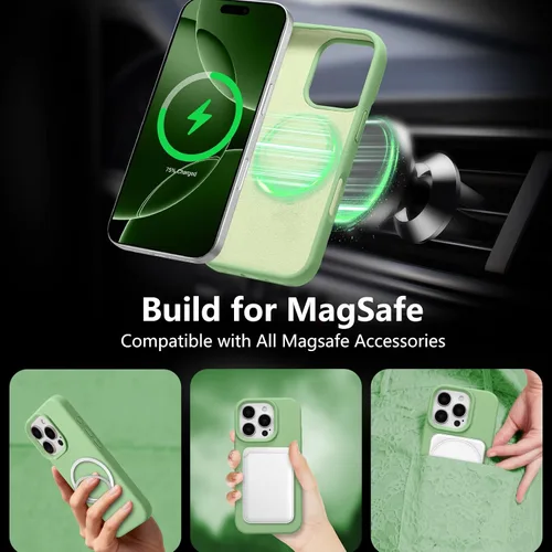 Vista 410 de Funda magnética de silicona para iPhone 13 Pro, color blanco antiguo [Compatible con Magsafe] [Forro de microfibra suave antiarañazos], funda