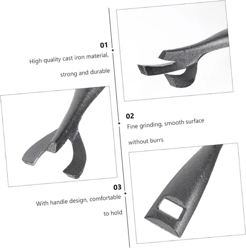 Vista 7 de Pinzas de hierro fundido Teppanyaki para barbacoa para asar y asar, soporte para placa de carne, resistente al calor, agarre de cocina con bordes
