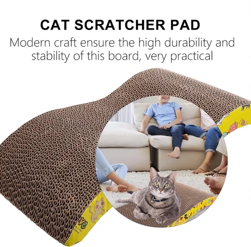 Vista 6 de TEHAUX Almohadilla de rascador para gatos, cartón corrugado para gatos, reversible, grande, ancho, cartón rascador para gatos de interior, tablero