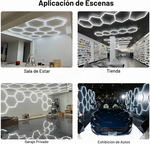 Vista 3 de Luces hexagonales para garaje, LED ultra brillantes de 6500 K, 156 W, 17280 lúmenes; luz hexagonal para luces de garaje, techo, peluquería, taller