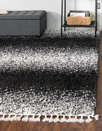 Vista 10 de Unique Loom Hygge Shag Collection - Alfombra rectangular de 2 pies 2 pulgadas x 3 pies 1 pulgada, color blanco y negro