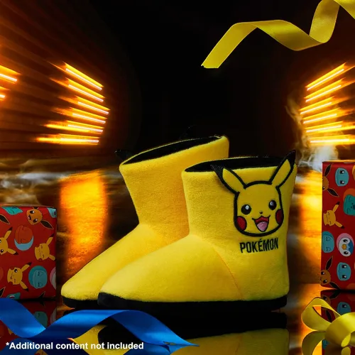 Vista 2 de Pokemon Pantuflas para niños, zapatillas de bota Pikachu Bulbasaur suaves, antideslizantes, zapatos de casa, regalos de anime para niños