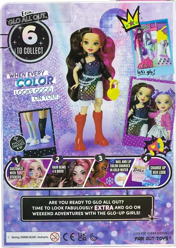 Vista 8 de Far Out Toys GLO-UP Girls Season 2 Erin Alternative Girl Fashion Doll, joyería deslumbrante, gemas para el cabello, accesorios, moda, pegatinas