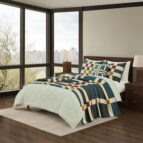 Vista 8 de Pendleton Juego de edredón individual – Juego de edredón de 2 piezas 100% algodón con funda, ropa de cama suave y ligera para cama
