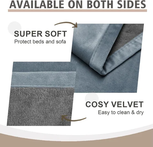 Vista 4 de Ameritex - Manta reversible para mascotas, terciopelo 100 % impermeable súper suave para sofá y cama.