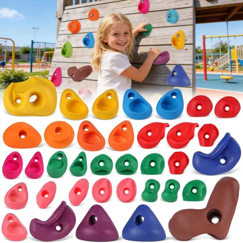 Vista 10 de 20 piezas de pared de escalada en roca para niños, agarres de pared de escalada en roca, kits de agarres de pared de escalada para adultos que