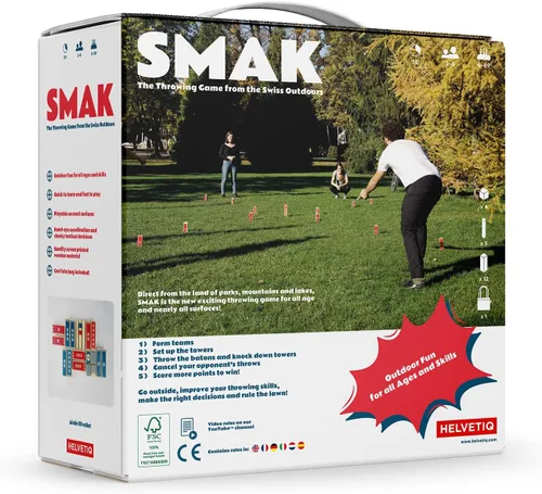 Vista 2 de Helvetiq SMAK The Throwing Game - Divertido juego al aire libre para 2-6 jugadores, juegos de césped, juego de patio para niños y adultos, a partir