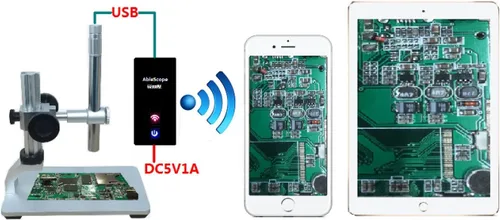 Vista 2 de Vividia Microscopio digital de mano para iPhone/iPad/Android/PC con soporte de metal multifuncional profesional