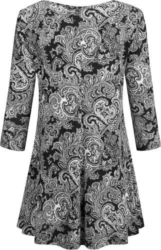 Vista 2 de Nandashe - Blusa de manga 34 para mujer, diseño floral tipo túnica, blusa veraniega casual de vestir