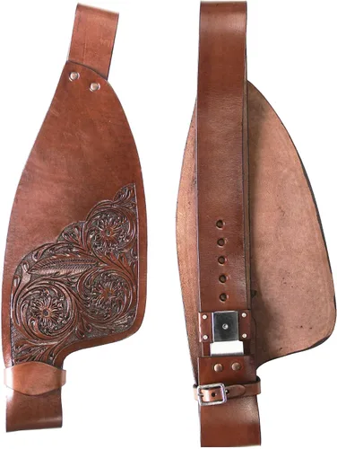 Vista 5 de Horse Western Adult Tooled Leather Replacement Saddle Fenders 5223