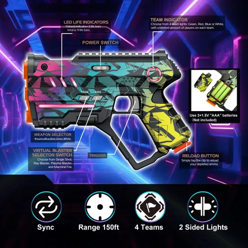 Vista 2 de Juego de Laser Tag de 2, Juego de Laser Tag para Niños Juego Interior y Exterior, Ideas de Regalo para Niños Adolescentes y Adultos, Juguetes