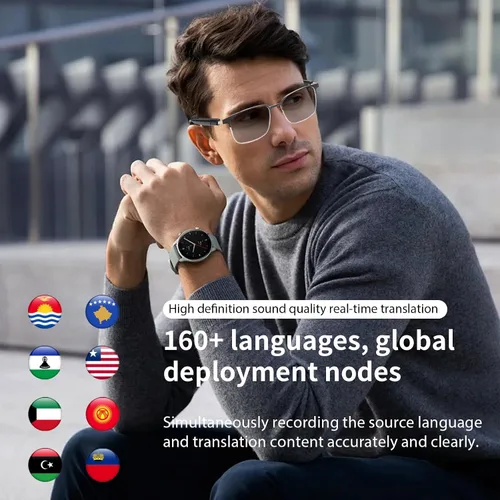 Vista 4 de Al - Lentes inteligentes para hombres y mujeres, lentes Bluetooth de traducción con 169 idiomas, lentes de cambio de color, traducción de fotos