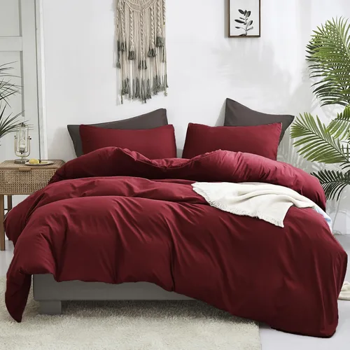 Vista 31 de Luxlovery Juego de edredón verde militar, juego de ropa de cama individual, minimalista, suave, transpirable y moderno, para todas las estaciones