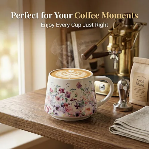 Vista 2 de Topadorn - Taza de café floral morada, taza de té de cerámica de 12 onzas con caja de regalo a juego, taza de flores silvestres de acuarela, apta