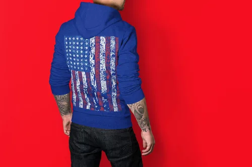 Vista 6 de Sudadera con capucha para hombre con bandera estadounidense de Estados Unidos