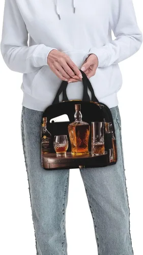 Vista 9 de Whisky cerveza imágenes impresión bolsa de almuerzo portátil aislado reutilizable bolsa de almuerzo caja de almuerzo para el trabajo camping viaje