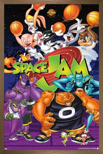 Vista 17 de Trends International Looney Tunes: Space Jam - Póster de collage de pared, 14.725 x 22.375 pulgadas, versión enmarcada de madera de granero