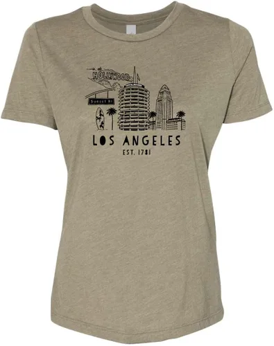 Vista 25 de Cute Women's Screen Printed Crew Neck Tee, Shirts With Sayings, Dusty Blue or Olive