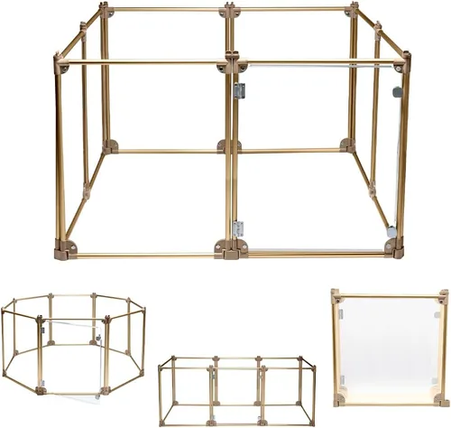 Vista 10 de Front Row Corralito plegable para perros, duradero y portátil, para hacer ejercicio, descansar y jugar, paneles de valla transparentes con varillas