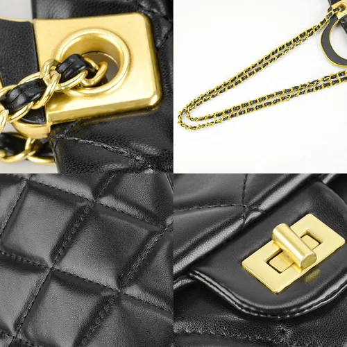 Vista 3 de Mini monedero para mujer, negro acolchado con celosía pequeña bolsa de asa superior, bolso de mano cruzado pequeño para uso diario, bodas, fiestas