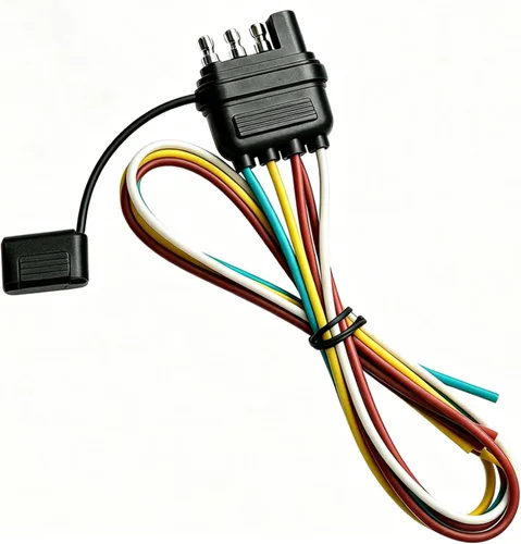 Vista 7 de 2 paquetes de 25 pulgadas, 4 vías, 18 AWG, 4 puntas, arnés de cableado para remolque, conector de repuesto de extremo macho para cable de enganche