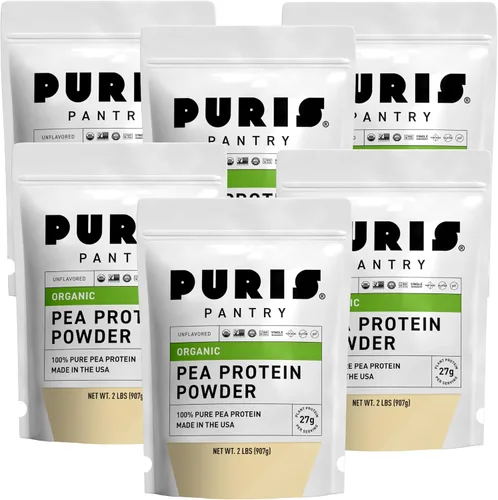 Vista 12 de PURIS Proteína orgánica de guisante en polvo – Proteína vegana orgánica USDA 0.95 oz de proteína vegetal por porción Sin gluten sin OMG