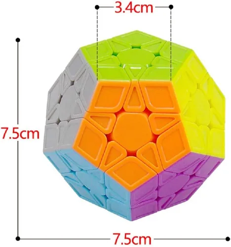 Vista 3 de Cubo de velocidad Megaminx, sin calcomanías, 3 x 3 x 3 pulgadas, cubo de velocidad pentagonal, rompecabezas de cubo mágico de dodecaedro