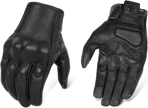Vista 10 de Guantes de motocicleta de piel de cabra de dedo completo con pantalla táctil, para hombre y mujer, sin perforaciones, tallas S, M, L, XL y XXL