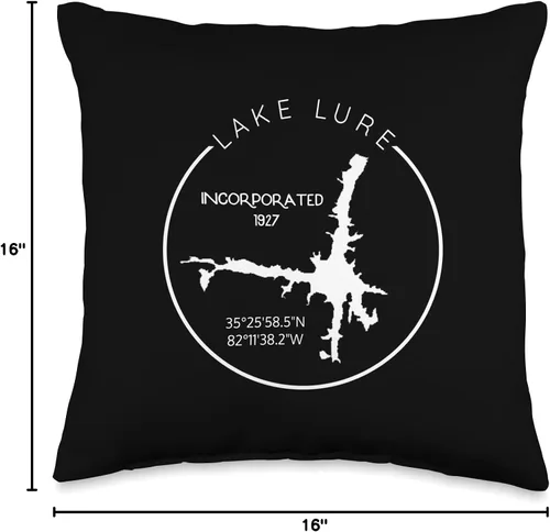 Vista 4 de State of North Carolina Merch Souvenir & Gifts Co. Lake Lure Map GPS Location GIS Rutherford North Carolina - Almohada de 16 x 16 pulgadas