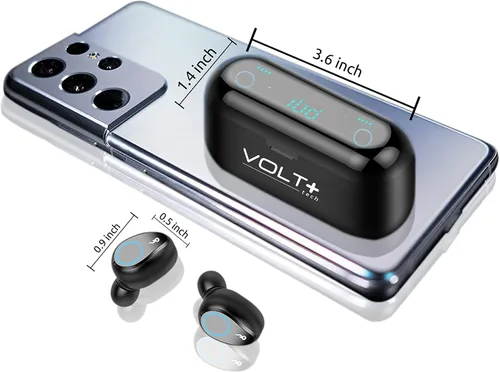 Vista 9 de Auriculares inalámbricos V5.3 Bluetooth compatibles con pantalla LED Xiaomi Redmi Note 10, micrófono 8D Bass IPX4 impermeable/resistente al sudor