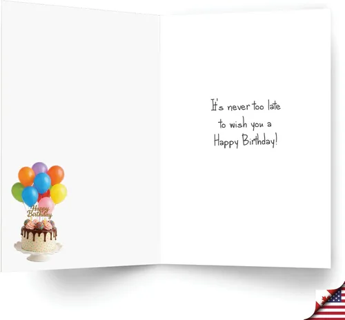 Vista 2 de NobleWorks Divertida tarjeta de papel de cumpleaños con sobre de 5 x 7 pulgadas (1 tarjeta) Bday Never Too Late Lady C8478BDG