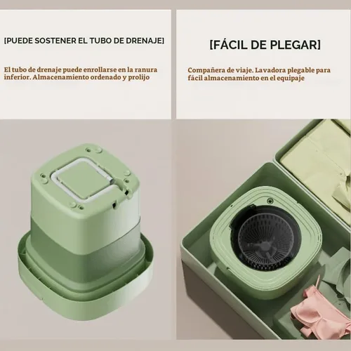 Vista 5 de Lavadora plegable, mini lavado de 9L con 3 modos de limpieza profunda, lavado medio automático, lavadora portátil para apartamentos, dormitorios