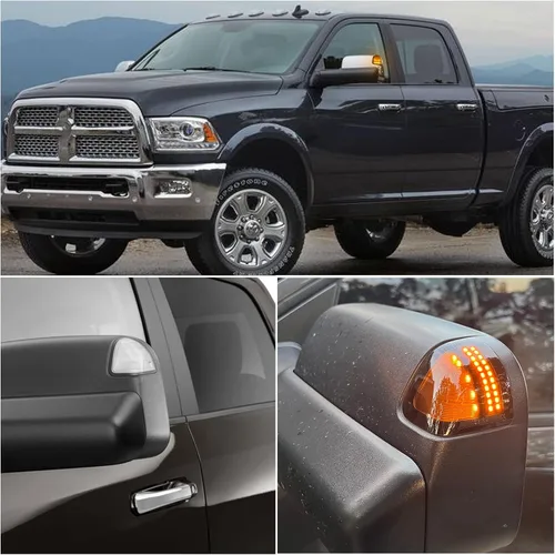 Vista 6 de Luces de Marcador de Espejo Lateral LED Secuenciales Dinámicas Compatibles con Dodge Ram 1500 2500 3500 4500 5500 Camiones 2010-2018 Luz de Señal