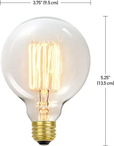 Vista 2 de Globe Electric Bombilla incandescente de filamento incandescente Edison G30 de 60 W, base estándar E26, 245 lúmenes