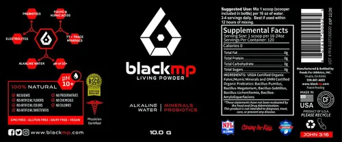Vista 3 de BlackMP Living Powder - Probiótico SBO, minerales fúlvicos y húmicos (30 porciones) Fórmula natural que promueve una salud óptima para mujeres