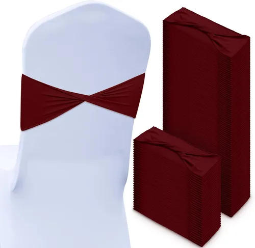 Vista 12 de CHENGU 100 bandas de elastano para silla, con lazo liso, para bodas, sin hebilla, decoraciones de cumpleaños, lazos elásticos, bandas deslizantes