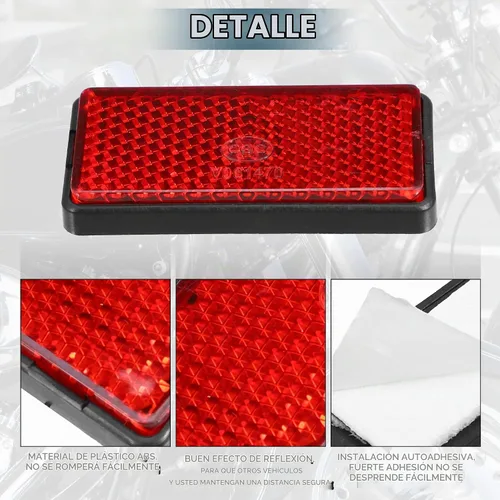 Vista 3 de X AUTOHAUX 6 piezas Reflectores rectangulares adhesivos de seguridad para radios reflectantes autoadhesivos para postes de puerta, autos, remolques