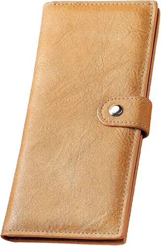 Vista 10 de Cartera delgada RFID para mujer, cartera delgada para mujer, tarjetero de cuero plegable con bolsillo con cremallera para ventana de identificación