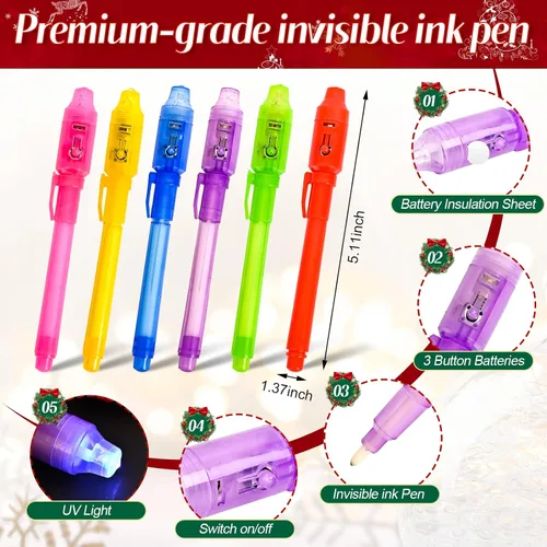 Vista 2 de EODVICS Bolígrafo de tinta invisible, bolígrafo de tinta invisible espía mejorado con marcador mágico de luz UV para mensajes secretos y bolsas