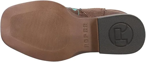 Vista 5 de ROPER Niños Niñas Corazón Bordado Punta Cuadrada Casual Botas Mid Calf - Marrón