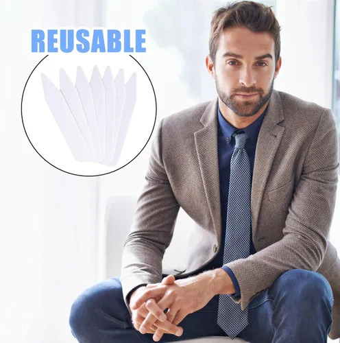 Vista 6 de Gosknor 90 piezas de insertos de camisa de vestir, refuerzos de camisa de plástico invisibles, insertos de polo flexibles, soporte de camisa