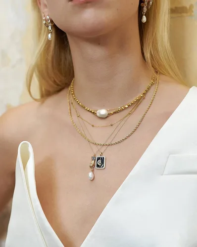 Vista 5 de PEARLADA Gargantilla con cuentas turquesa Collar de piedra de chakra ajustable