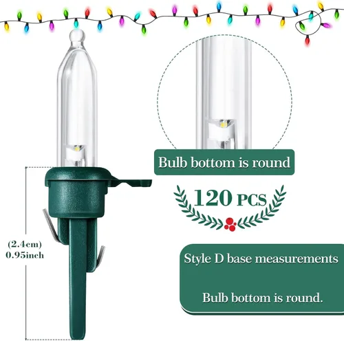 Vista 2 de Honoson 120 Piezas Bombillas LED de Repuesto de Navidad 3v Impermeables Bombillas de Luces LED a Granel para Decoraciones de Árbol de Navidad Base