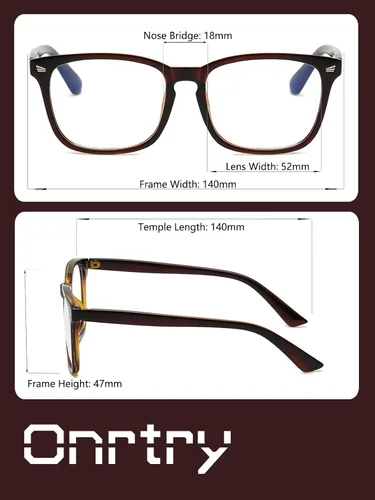 Vista 34 de Onrtry Gafas sin receta para hombres y mujeres, lentes transparentes cuadradas