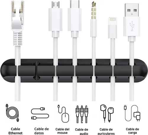 Vista 2 de SOULWIT Clips de soporte para cables, paquete de 3 clips organizadores de cables de silicona autoadhesivos para escritorio, cable de carga USB