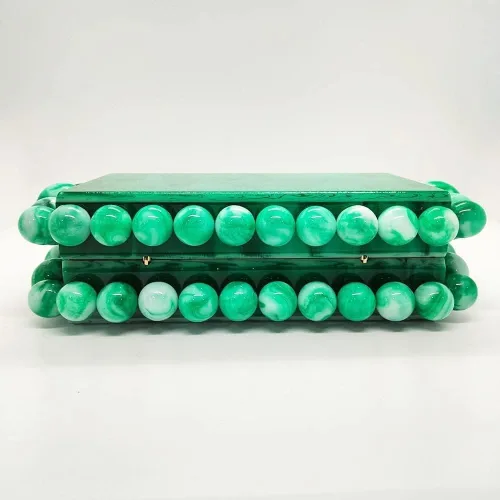 Vista 2 de TAYASH Bolso acrílico de noche para mujer, bolso de mano de mármol con purpurina para boda, cóctel, fiesta, baile de graduación (color verde)