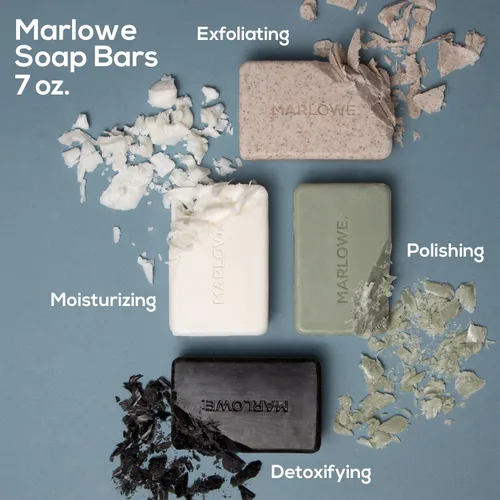 Vista 6 de Marlowe. Barra de jabón facial y corporal de carbón No.106 Charcoal soap bar detoxifies and deeply cleanses while leaving skin smooth and