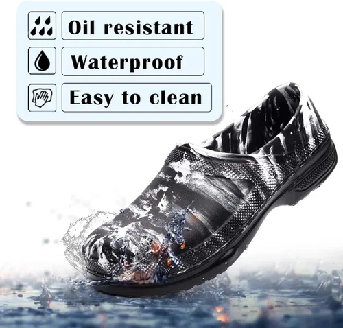 Vista 2 de Chef Shoes Men and Women Clogs Zapatos de Cocina para Hombres Kitchen Shoes Nurse Work Shoes Waterproof and Oil-Proof Antiskid Non-Slip Shoe